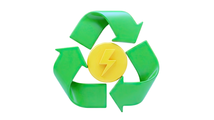 Recycle Symbol with Electric Bolt