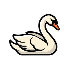 Naklejka premium A cartoon swan with a white body and orange beak
