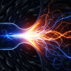 Energy Collision Blue Orange Abstract Digital Art