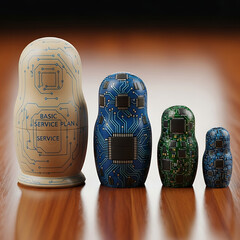 Matryoshka Dolls Tech Circuit Board Digital Services Plan