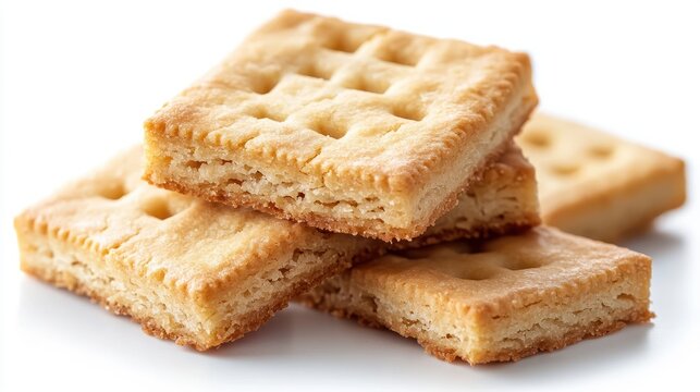 Freshly Baked Crispy Snack Crackers Piled High on a Bright Background for Food Photography and Culinary Inspiration