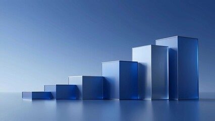 Modern blue finance background with metallic geometry representing growth stability