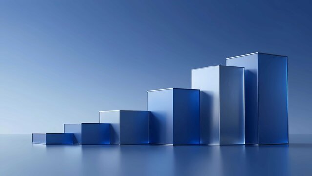 Modern blue finance background with metallic geometry representing growth stability