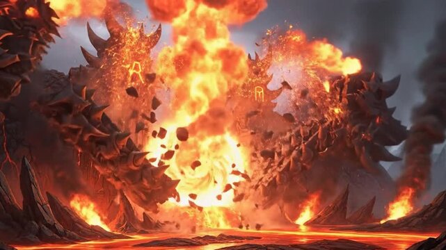 Hell gate opening, enormous dark fantasy portal of fire.