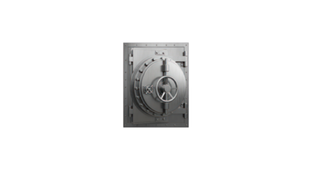 Robust Metal Bank Vault Door on Black Background - Security & Protection Concept