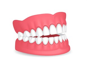 Obraz premium Illustration of a set of dentures on a white background with soft lighting