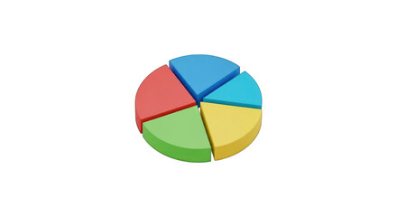 Colorful 3D Pie Chart with Separated Slices on Black Background