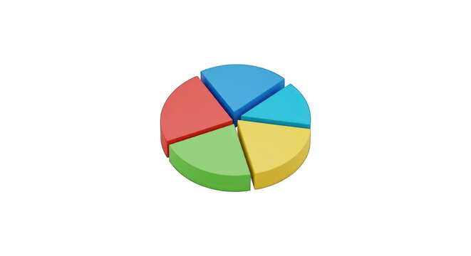 Colorful 3D Pie Chart with Separated Slices on Black Background - Powered by Adobe