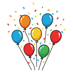 Obraz premium A colorful bunch of balloons and confetti