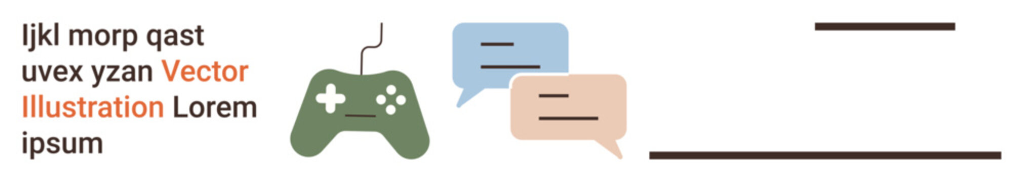 Online gaming, communication, multiplayer games, esports chat, virtual teamwork, digital connection. A gaming controller paired with colorful speech bubbles. Online gaming and communication concepts