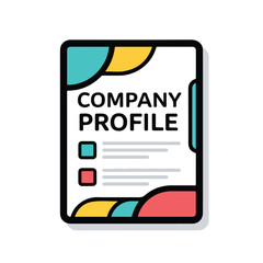 A colorful company profile infographic on a white background