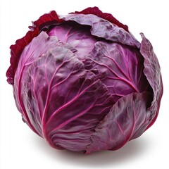 Obraz premium Fresh Red Cabbage with Vibrant Purple Leaves and Smooth Texture on Light Background for Healthy Cooking and Nutrition Concepts