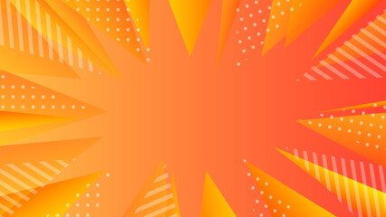 ビビットなオレンジの集中線グラデーション背景　セールやキャンペーンに使える16:9フレーム