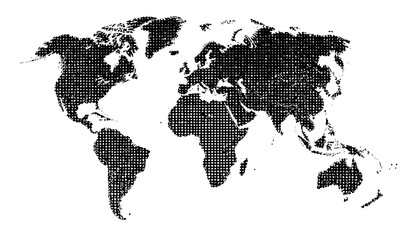 Obraz premium Black world map on white background with halftone effect