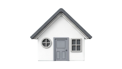 Minimalist 3D House Model with Gray Roof and White Walls