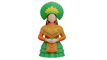 3D Render of Person in Traditional Vietnamese Ao Dai
