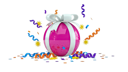 Pink Gift Ball with Confetti and Streamers