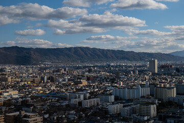 大阪、橋、城市、山、道路、風光、交通、青空、雲