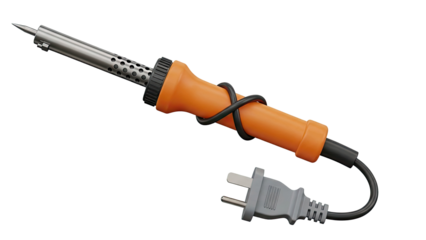 Orange Soldering Iron with Power Cord and Plug