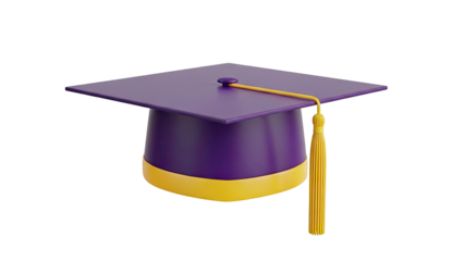 Purple Graduation Cap with Yellow Tassel