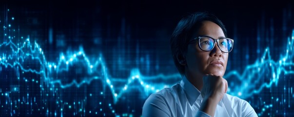 conceptual, Investment, portfolio, Asset, management, Stock, Modern Stock Analyst Analyzing Wealth Insights with Transparent Data Overlay for Dynamic Financial Analysis