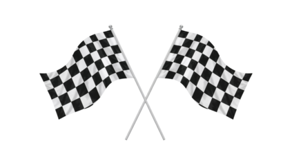 A sharp digital illustration of two crossed checkered flags, symbolizing the exciting finish line, victory, and the competitive spirit of racing achievements