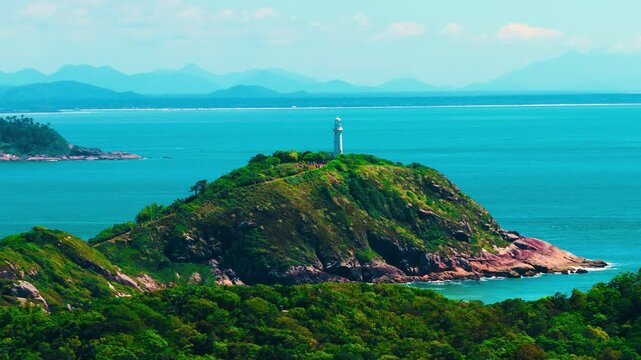 Aerial view of Ilha do Mel, a famous destination on the coast of Paran&aacute;, Brazil, renowned for its natural beauty and pristine beaches.