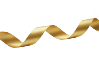 Wavy golden ribbon isolated on transparent background, perfect for festive decoration, gift wrapping, or celebratory design element