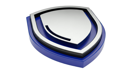 Layered Shield Emblem with Blue Base and Chrome Accents