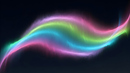 Fototapeta premium Vibrant neon light waves in pink, green, and blue on black background