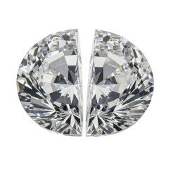 Divided diamond gemstone illustration with sparkling facets isolated on transparent background