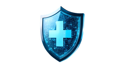 Obraz premium A blue shield with a medical cross on a black background
