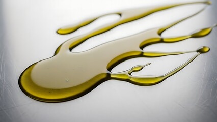 Obraz premium Close up of olive oil being poured onto the surface of cutting.