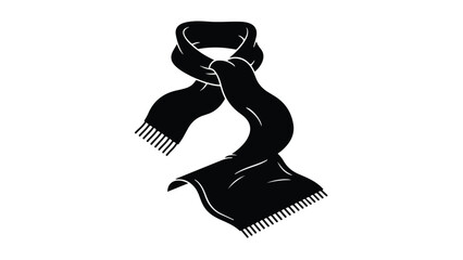 Stylish black scarf with fringed ends adds a touch of elegance and warmth