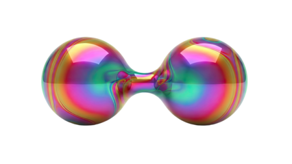 Iridescent Double Sphere with Interconnected Center