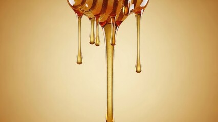 Multiple streams of golden honey cascading from an unseen source creating a beautiful liquid texture