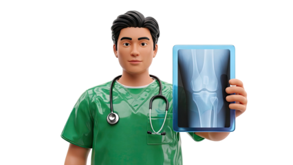 Doctor Holding Knee X-ray