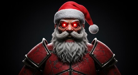 Nightmare Before Christmas: A menacing Santa figure with glowing eyes and armor