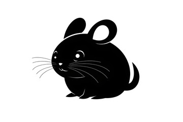 Silhouette of a Chinchilla: A minimalist silhouette of a cute chinchilla with fluffy fur, long whiskers, and adorable features. This captivating design is perfect for various applications.