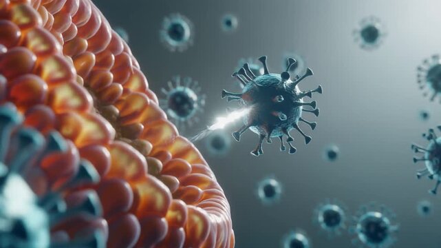 Virus attacking human body cells
