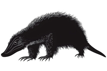 Monochrome Badger: A black and white depiction of a badger in a dynamic pose, highlighting the animal's distinctive features, fur, and form.