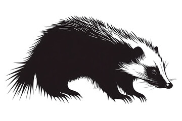 Badger Illustration: A detailed, monochrome illustration of a badger, showcasing its iconic black and white markings and robust build. 