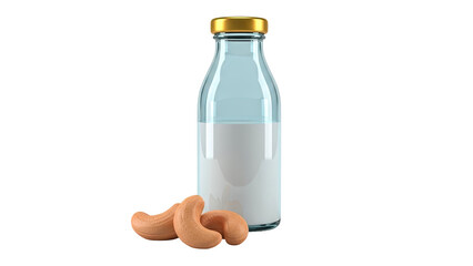 Cashew Milk in Glass Bottle with Cashews