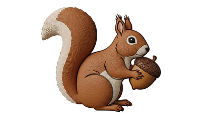 Cartoon Squirrel Holding an Acorn