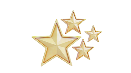 Four Orange Stars in Varying Sizes on White Background