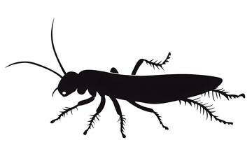 Silhouette of a Cockroach: A detailed black silhouette of a cockroach against a clean background, ideal for scientific illustrations or graphic designs.