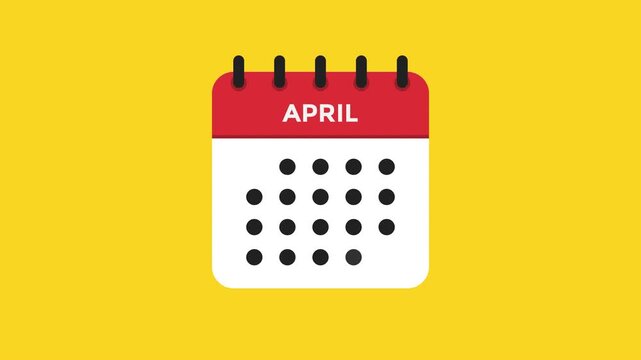 April calendar icon animation with alternative dot layout clean flat planner ProRes alpha channel 60fps
