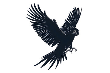 Obraz premium Soaring Silhouette: A striking silhouette of a majestic parrot, captured mid-flight, embodies freedom and grace. This image captures the essence of the avian world in a minimalist, artistic way.