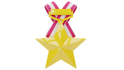 Golden Star Medal with Red and White Ribbon