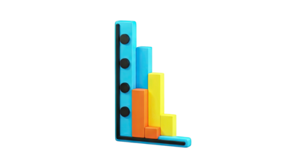 3D Bar Chart with Blue, Orange, and Yellow Bars